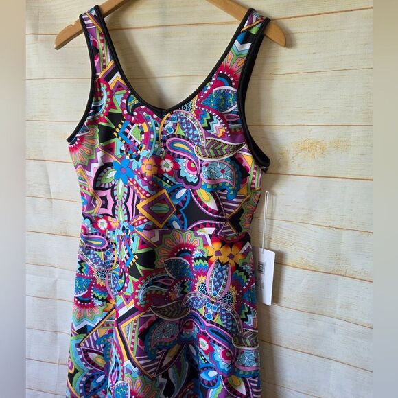 Johnny Was Bee Active Scoop Neck Fit And Flare Tennis Dress Multi Color Large - Picture 7 of 16